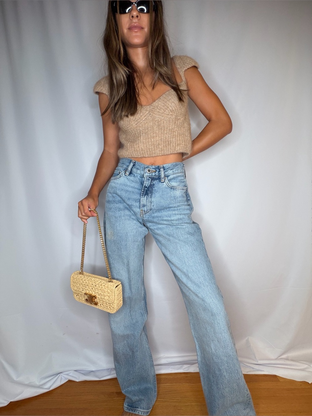Zara Light Blue Wide-Leg High-Rise Jeans